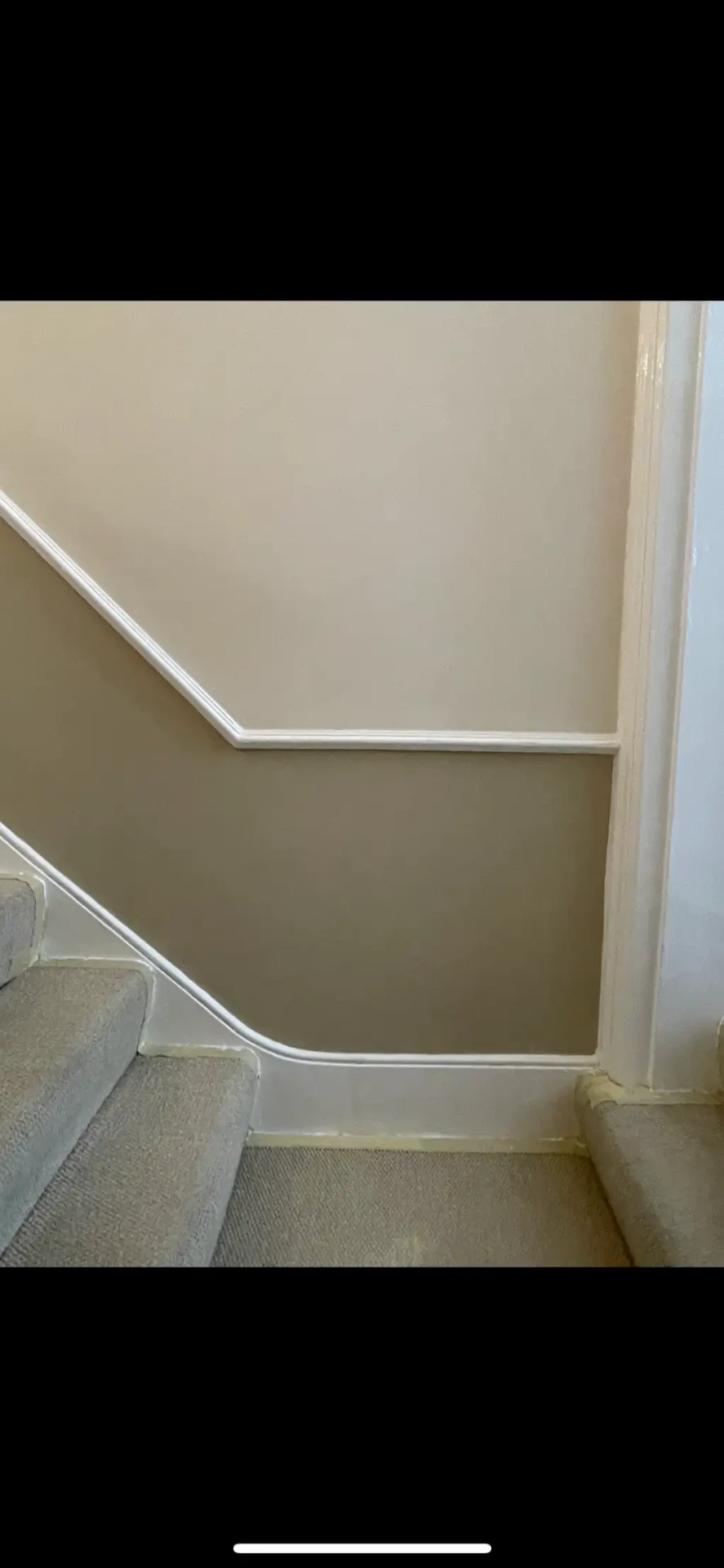 After, Staircase wall made good after dado removal, Hallway & stairs · Teddington